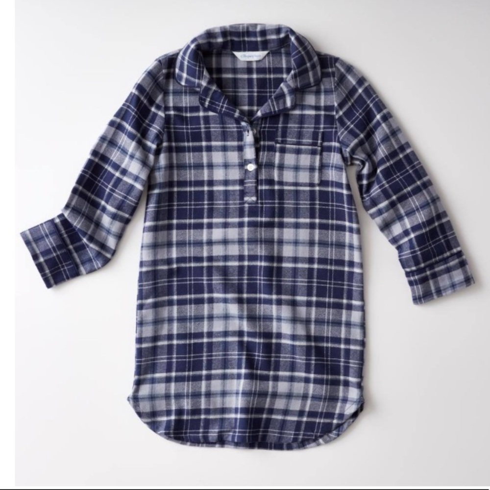 The Company Store Family Plaid Blue Girls Sleepshirt Flannel Gown 2T NWT